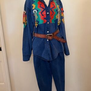 True Vintage 80’s Southwest western jumpsuit 2Pc